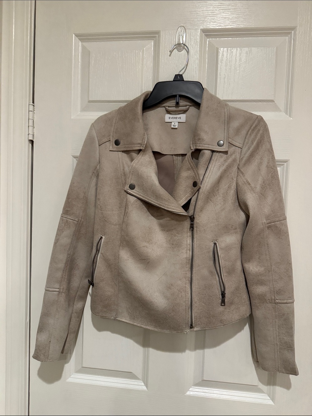 Evereve Taupe Suede Asymmetrical Moto Jacket